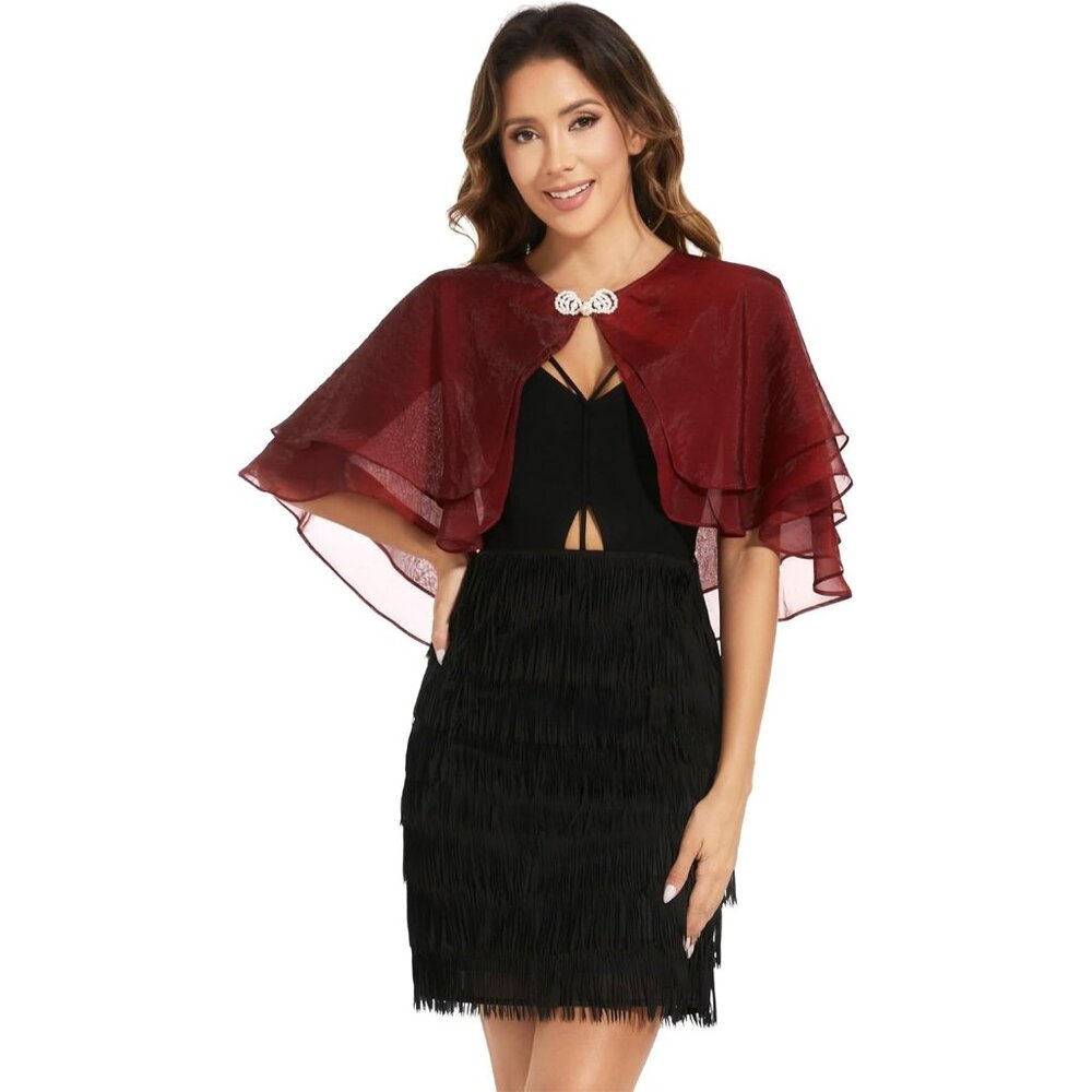 Women's Sheer Tencel Shawls and Wraps-Ruby